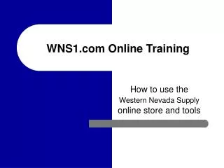 WNS1 Online Training
