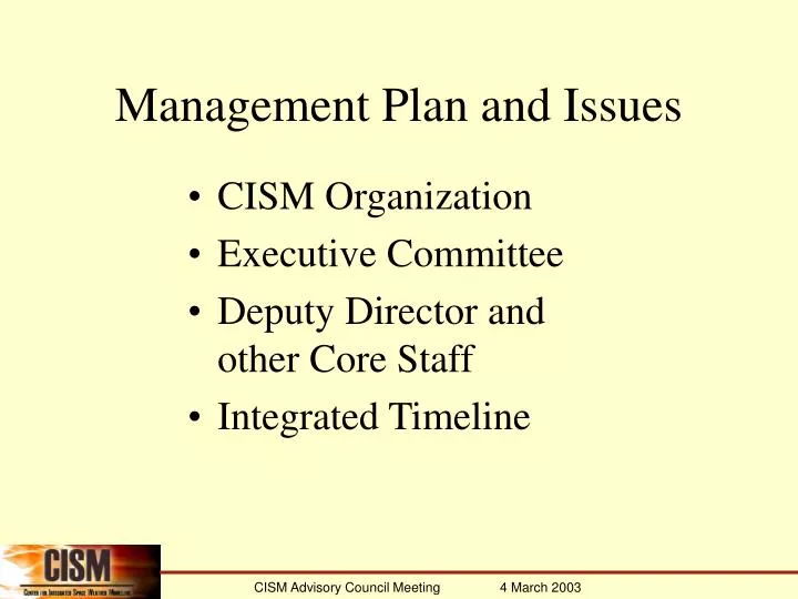 management plan and issues