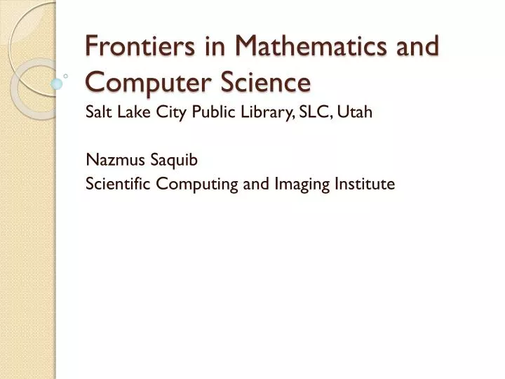 frontiers in mathematics and computer science