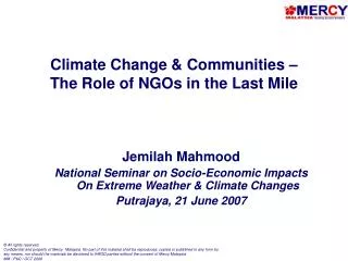 Climate Change &amp; Communities – The Role of NGOs in the Last Mile