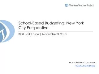 School-Based Budgeting: New York City Perspective