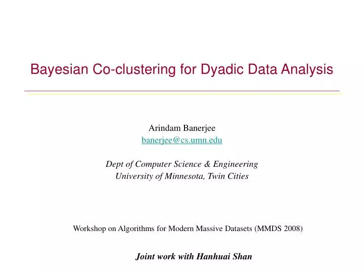 bayesian co clustering for dyadic data analysis