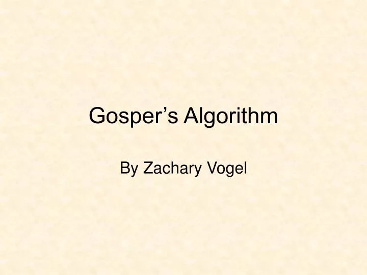 gosper s algorithm