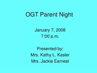 OGT Parent Night