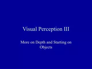 Visual Perception III