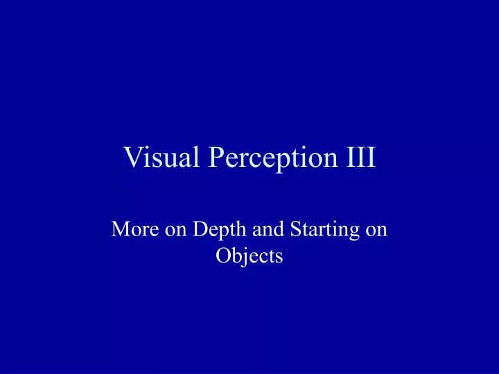 visual perception iii