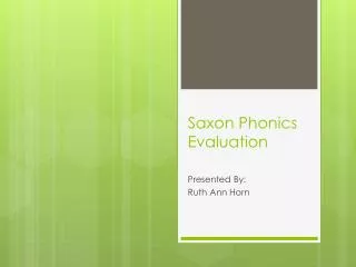 Saxon Phonics Evaluation