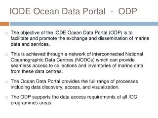 IODE Ocean Data Portal - ODP