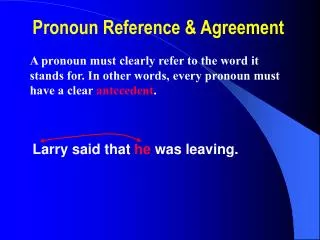 Pronoun Reference &amp; Agreement