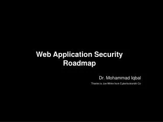 Web Application Security Roadmap