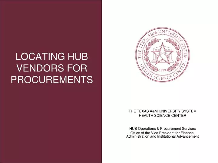 locating hub vendors for procurements