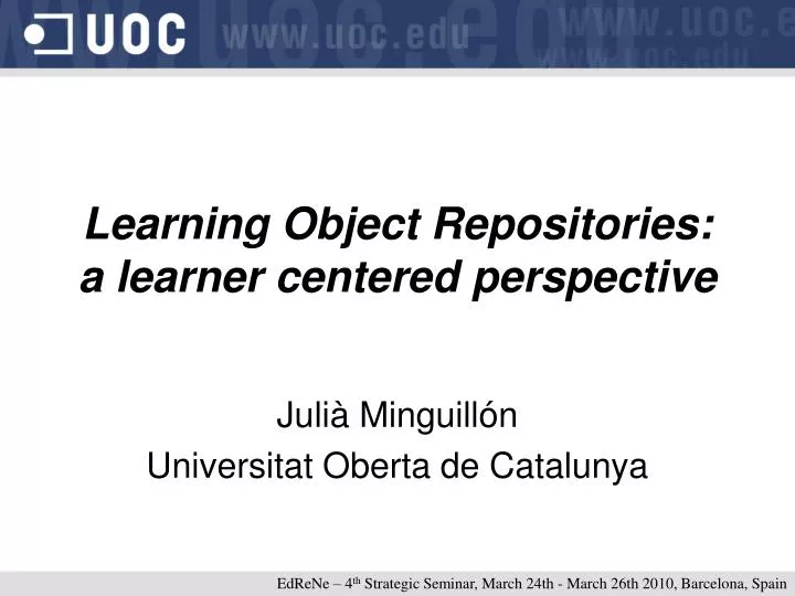 learning object repositories a learner centered perspective