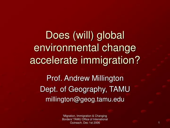 does will global environmental change accelerate immigration