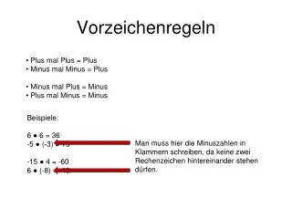 vorzeichenregeln