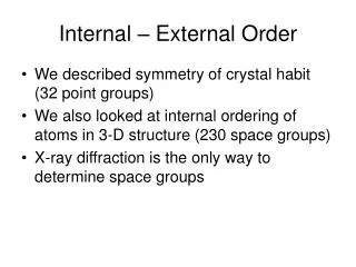 Internal – External Order