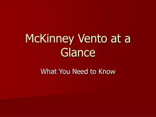McKinney Vento at a Glance