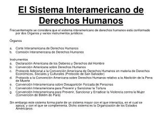 El Sistema Interamericano de Derechos Humanos