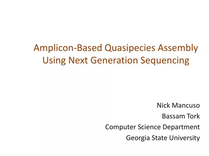 amplicon based quasipecies assembly using next generation sequencing