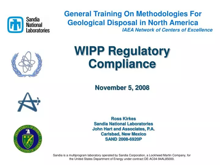 wipp regulatory compliance november 5 2008