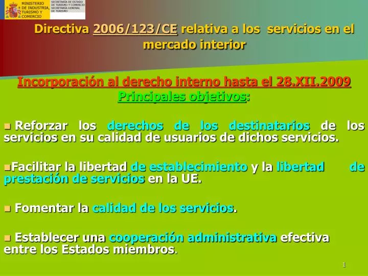 directiva 2006 123 ce relativa a los servicios en el mercado interior