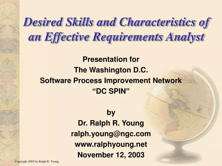 desired skills and characteristics of an effective requirements analyst