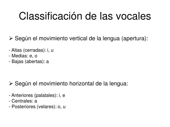 classifica ci n de las vocales