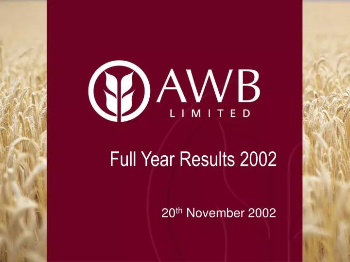 full year results 2002