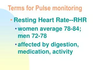 Terms for Pulse monitoring