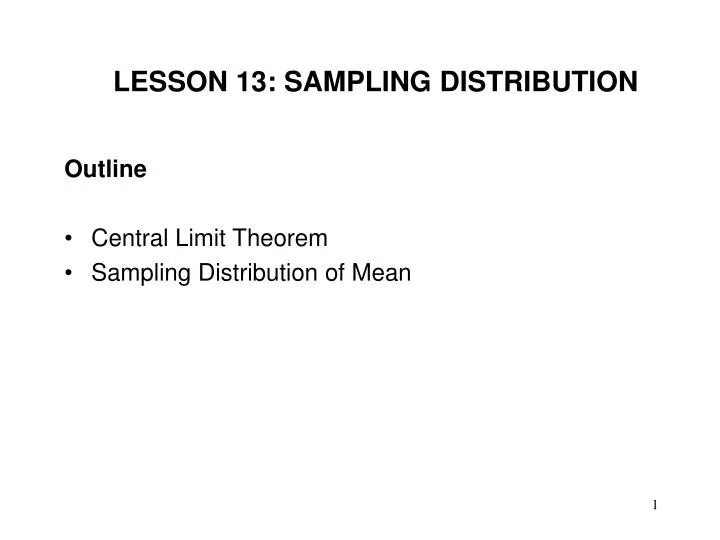 lesson 13 sampling distribution