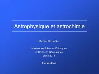 Astrophysique et astrochimie