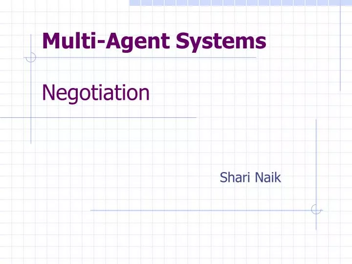 multi agent systems negotiation
