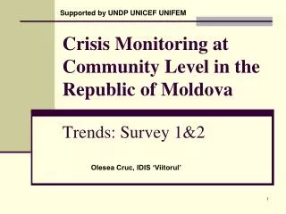 Crisis Monitoring at Community Level in the Republic of Moldova Trends: Survey 1&amp;2