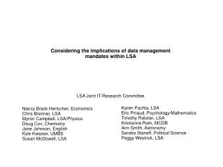 Considering the implications of data management mandates within LSA