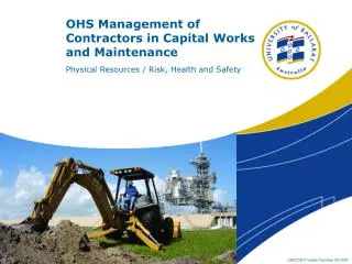 OHS Management of Contractors in Capital Works and Maintenance