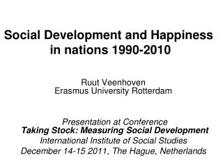 Social Development and Happiness in nations 1990-2010