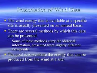Presentation of Wind Data