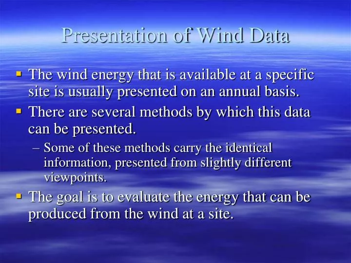 presentation of wind data