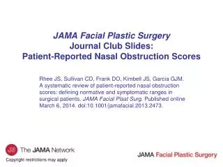 JAMA Facial Plastic Surgery Journal Club Slides: Patient-Reported Nasal Obstruction Scores