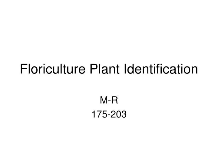 floriculture plant identification