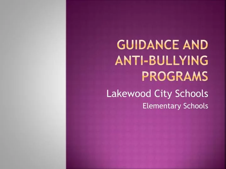 guidance and anti bullying programs