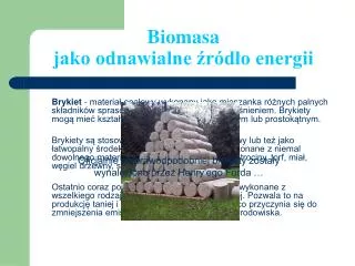 Biomasa jako odnawialne źródło energii
