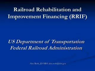 US Department of Transportation Federal Railroad Administration