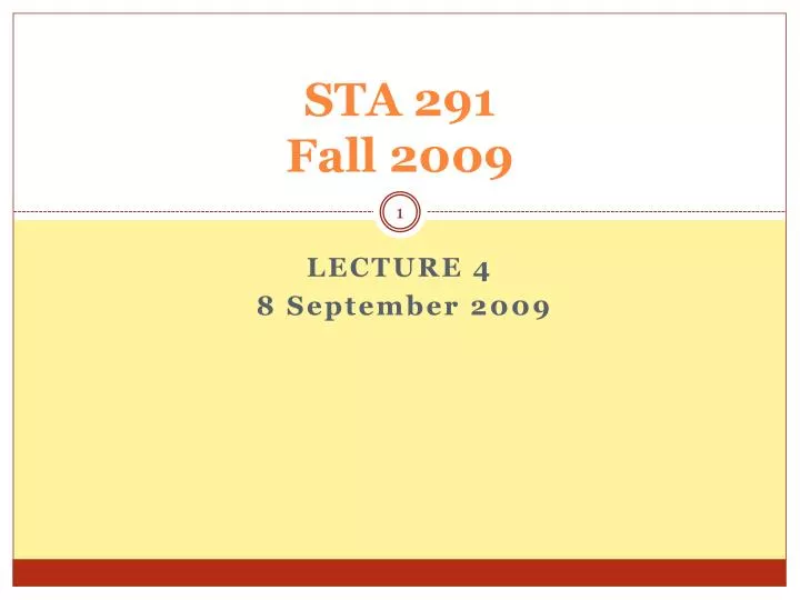 sta 291 fall 2009