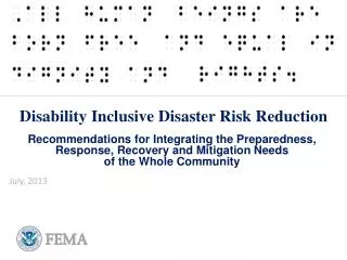 Disability Inclusive Disaster Risk Reduction