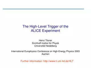 The High-Level Trigger of the ALICE Experiment
