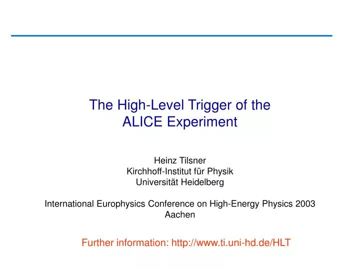 the high level trigger of the alice experiment