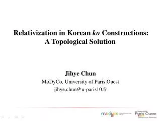 Relativization in Korean ko Constructions: A Topological Solution