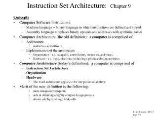 Instruction Set Architecture: Chapter 9