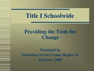 Title I Schoolwide