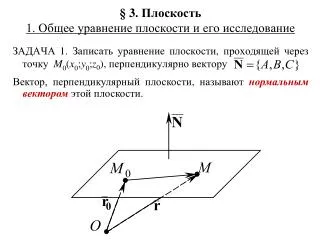 § 3. Плоскость 1. Общее уравнение плоскости и его исследование